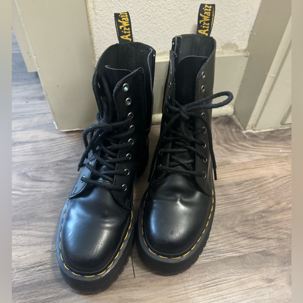 Dr. Martens Black Boots with Yellow Accents
